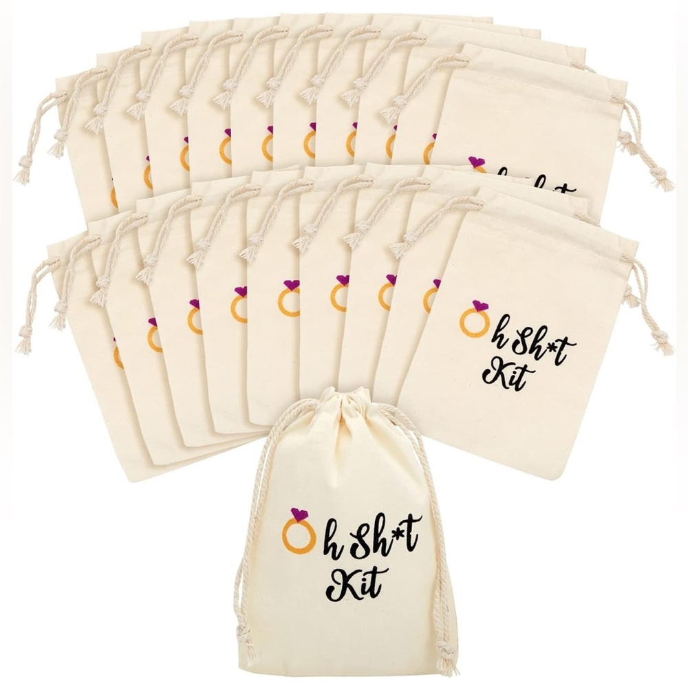 BLUE PANDA 20 Pack Drawstring Hangover Kit Bags for Bachelorette Party, Weddings